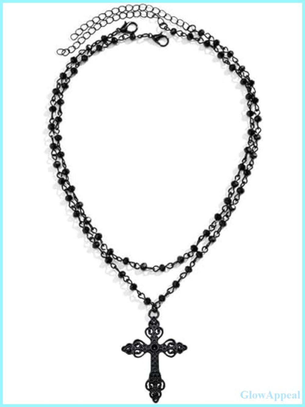 Layered Cross Choker Necklace Zinc Alloy Gothic Y2K